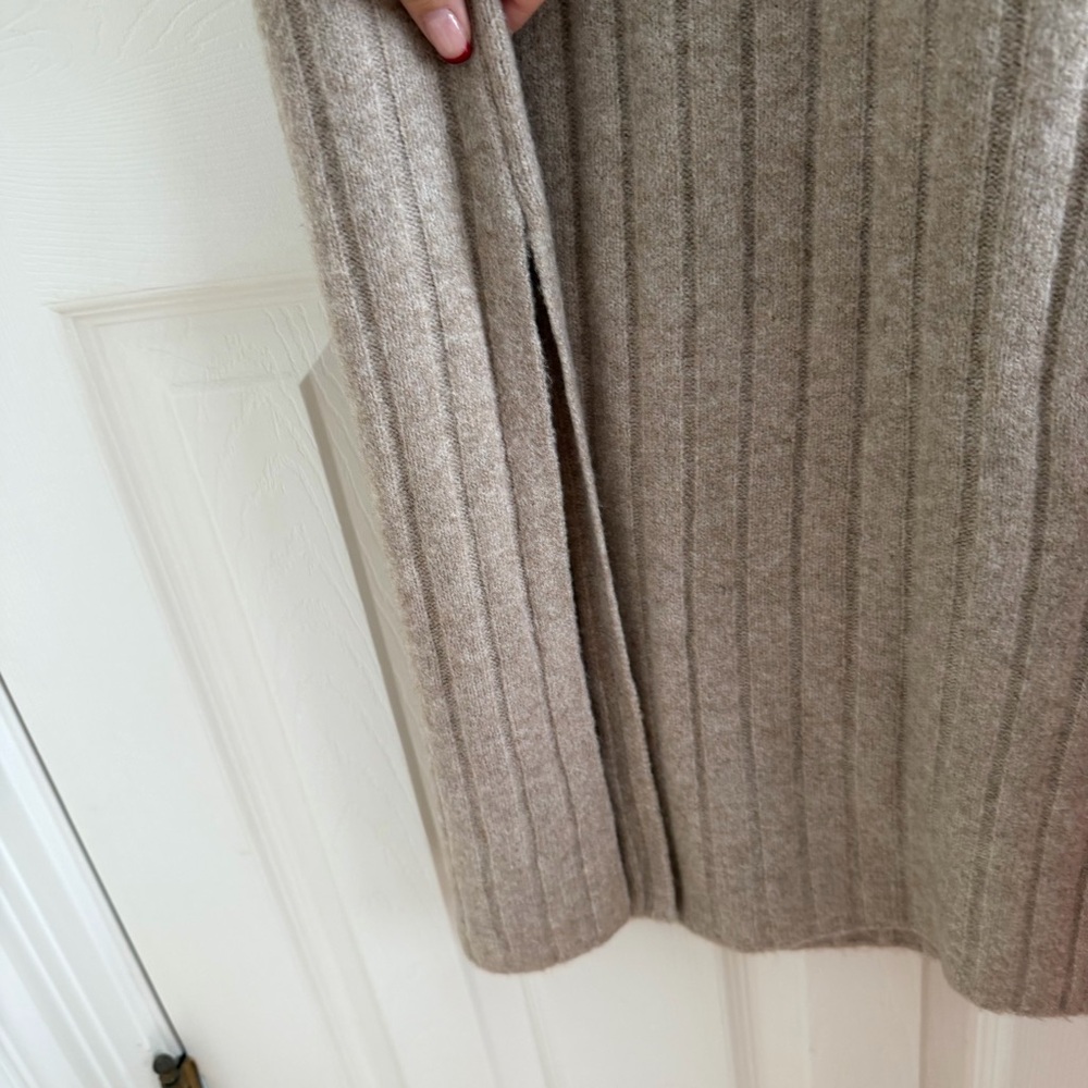 NWOT Universal Thread Taupe Ribbed Sweater Midi Slit Dress - Picture 7 of 7